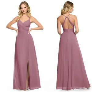 AZAZIE DAVIS Vintage Mauve A-Line V-Neck Chiffon Dress Sz A 4